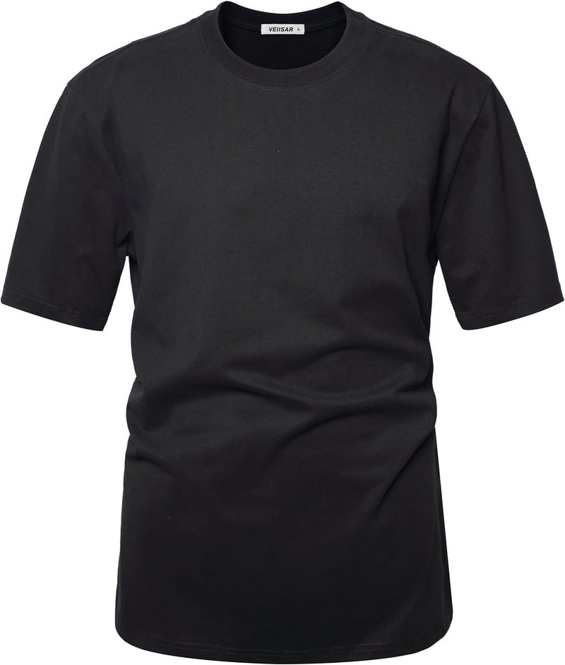 VEIISAR Men's Heavy Weight Crew Neck T-Shirt Mens Premium Cotton Tee - Pre Shrunk S-3XL - Image 3